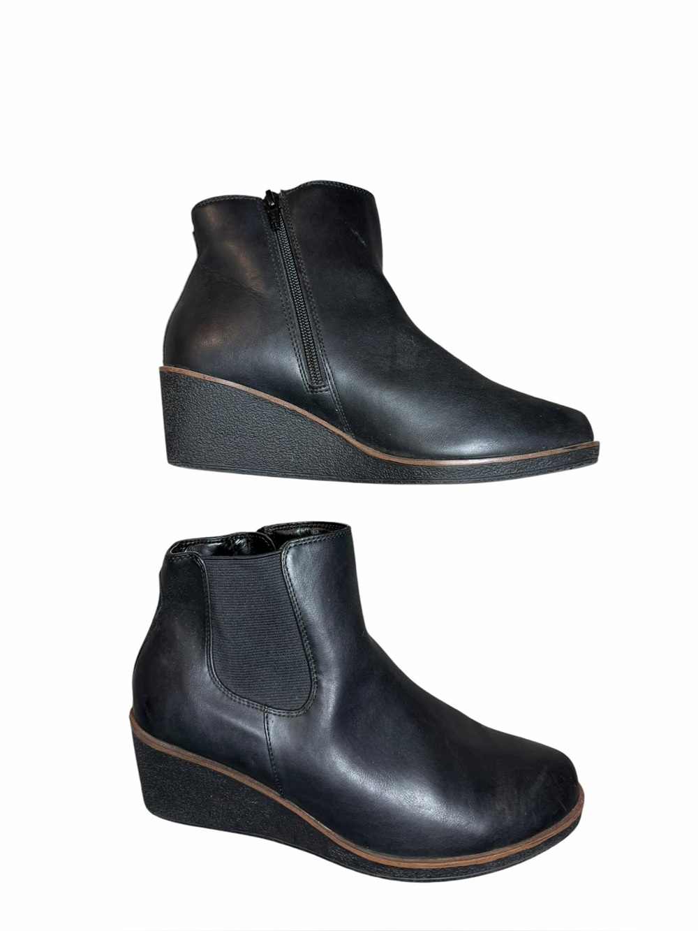 Black Wedge Ankle Boots Women’s Size 8 Chelsea Side Zip Winter